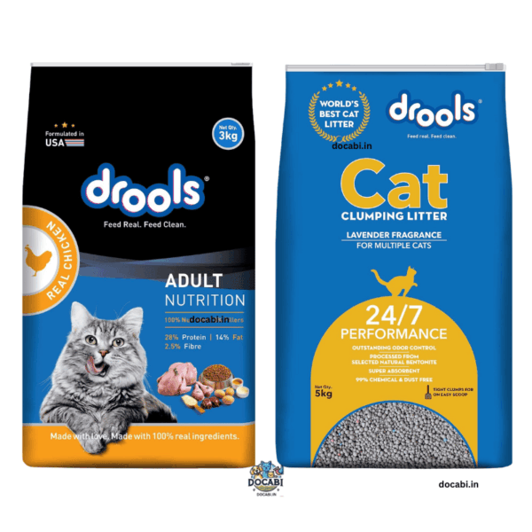 (1pc)3Kg,Drools Adult Dry Cat Food, Chicken Flavour + (1Pc)5kg,Drools Bentonite Clumping Cat Litter , Lavender 1 1 13