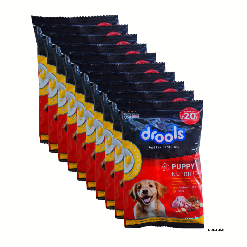 Drools Chicken and Egg Puppy Dog Food, 80gm ( pack of 10 ) - Docabi.in