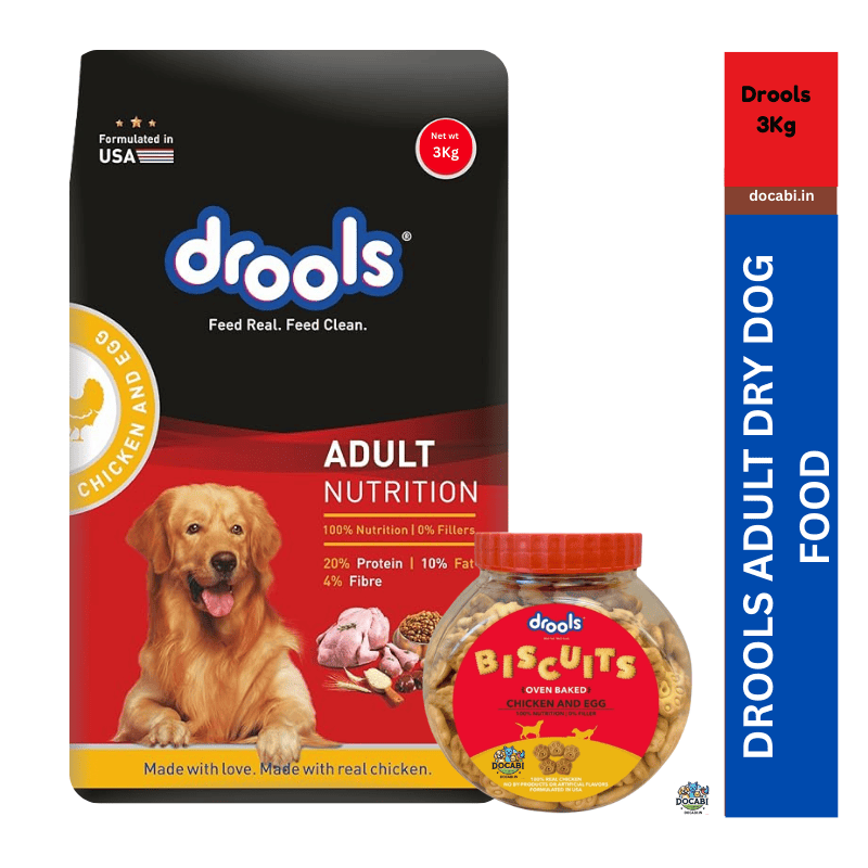 (1pc)3Kg,Drools Nutrition Adult Dry Dog Food ,Chicken and Egg +400gm ...