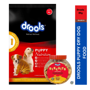 (1pc)3Kg,Drools Nutrition Chicken and Egg Puppy Dog Food + 400gm Drools Dog Biscuit