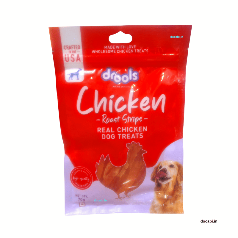 (1pc) 70gm,Drools -Real Chicken Roast Strips Dog Treat – Docabi.in