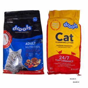 (1pc) 3Kg ,Drools Tuna & Salmon Adult Dry Cat Food, + (1pc)Drools Bentonite Clumping Cat Litter - Lavender 5kg