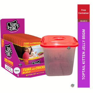 Offer (12pcs),(85gm)  Kitten Wet Cat Food -TopTail-Tuna & Real Chicken Jelly (Buy & get free Box)