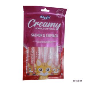 (1pc), (75gm/15gm*5), Drools Lickable Creamy  Cat Treats Flavour (Salmon & skipjack)