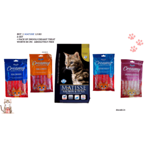 (1pc)1.5kg, Matisse (Salmon & Tuna )Adult Cat Dry Pet Food ,(Buy & Get 4pcs of drools creamy Treat 75gm)