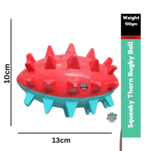(1pc),Squeaky Thorn Rugby Rubber Ball Toy for Puppy & Dogs (colour may vary)