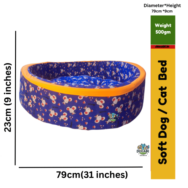 (1pc),(Medium Large) Luxurious Soft Dog / Cat Bed-Size ( 31inch X 9inch)-Medium Large-With Cusion Pillow (blue) 1 10 1