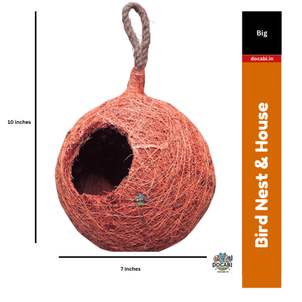 Bird Nest - Medium Large Round - Hanging - Coir Fiber (10x7)inches 1 2 8