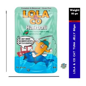 (12pcs),(80gm) Lola & Co - Hairball Cat Food - Tuna Topping Veggie in Jelly