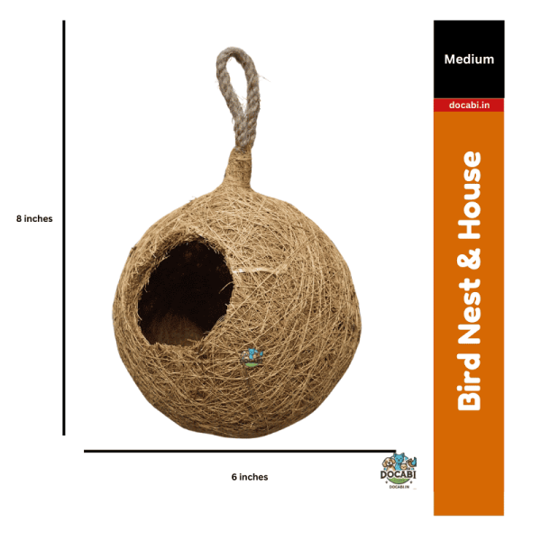 Bird Nest - Medium Round - Hanging - Coir Fiber (8x6)inches 1 3 7