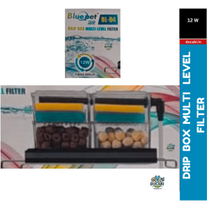 (1pc),DRIP BOX Multi Level Filter-BL-D04-(Power:-12W|F MAX:800L/H)(Mechanical Filtration for Salt Water and Fresh Water) WITH SPONG & Filtration Media