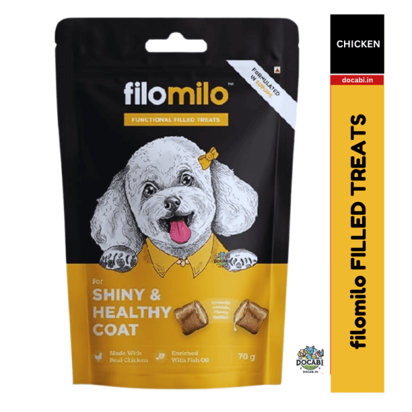 (2Pcs), 70gm Filomilo Dog Functional Filled Treats - Shiny & Healthy Coat 1 5