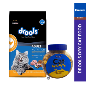 (1pc)3Kg,Drools Adult Dry Cat Food, Chicken Flavour +(1pc) 400gm Drools Cat Biscuit