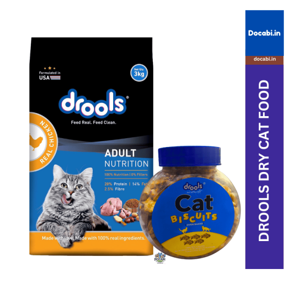 (1pc)3Kg,Drools Adult Dry Cat Food, Chicken Flavour +(1pc) 400gm Drools Cat Biscuit 1 55 1