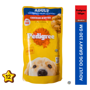 (12pcs),130gm Gravy ,Pedigree Adult Wet Dog Food-Chicken and Liver Chunks 32 6