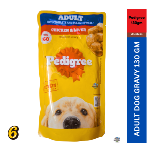 (6pcs),130gm Gravy ,Pedigree Adult Wet Dog Food-Chicken and Liver Chunks 34 7