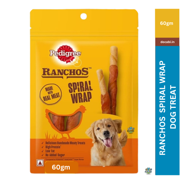 (1pc) 60gm,Ranchos Pedigree Spiral Wrap Dog Chew Treat 1 15 1